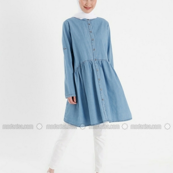 Blue crew neck Tunic - Picture 1 of 7